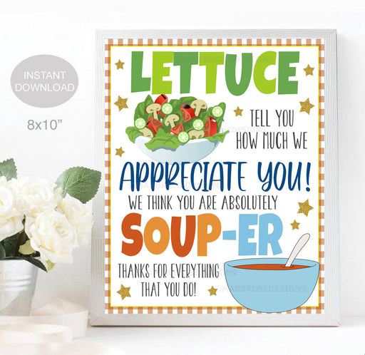 Salad Appreciation Sign, Soup Table Top Sign, Soup-er Staff Teacher Appreciation Week Lunch Decor, Employee Nurse Thank You, School Pto Pta