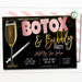 Botox Party Invitation, Botox and Bubbly Invite, Bachelorette Party Bridal Shower Ladies Night Invite, Cocktail Party Template Download