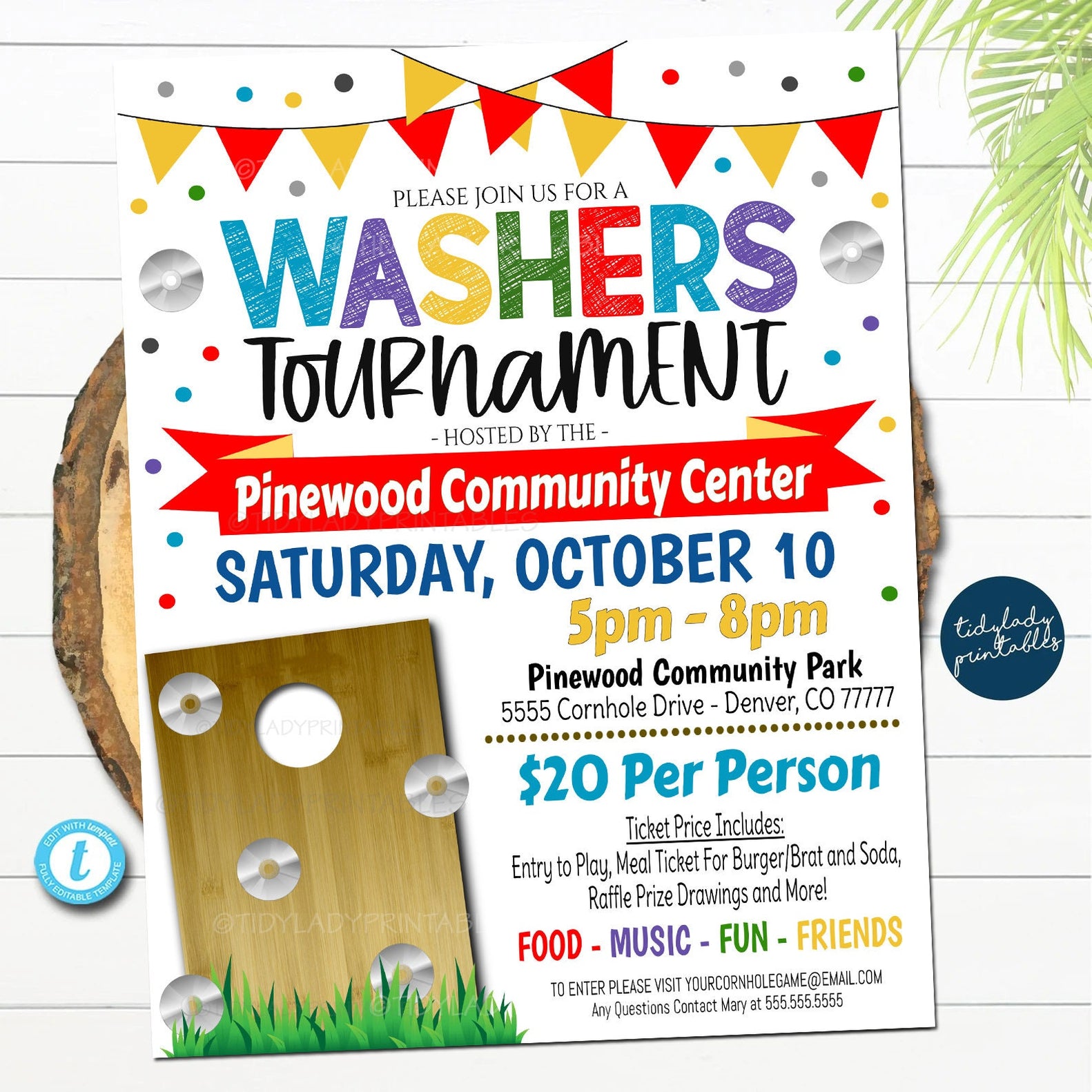Washers Tournament Flyer TidyLady Printables