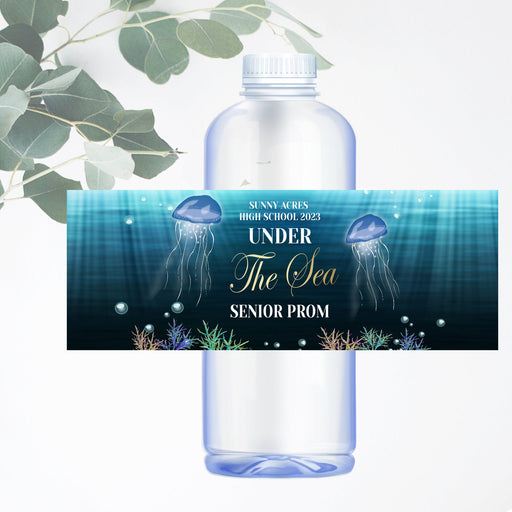 Under the Sea Prom Printable Editable Water Bottle Label Template, High School Dance, Homecoming Under the Sea Theme, Senior Junior Prom