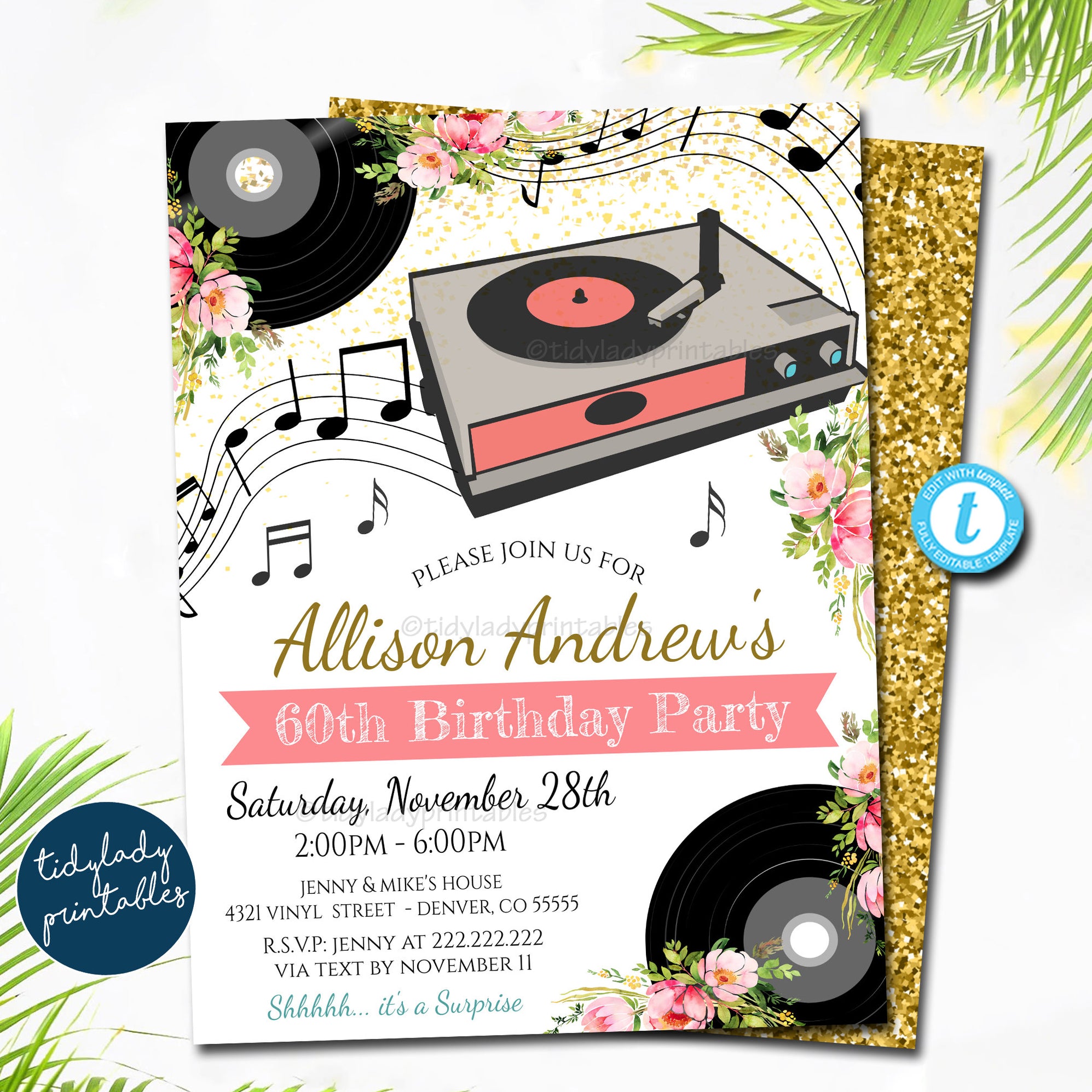 Vintage Vinyl Record Party Invitation TidyLady Printables