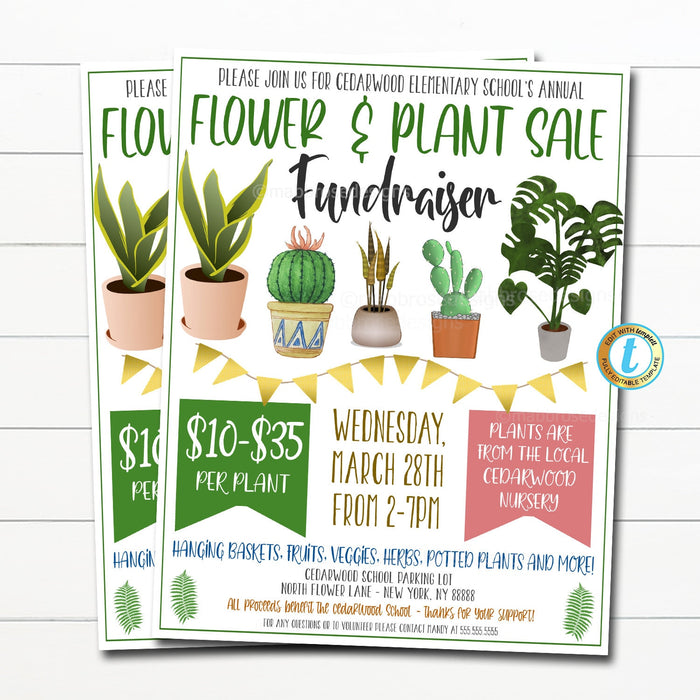 succulent flyer Flower and Plant Sale Fundraiser Flyer, Spring Fling Festival, Garden School Church Pto Pta, Plant Flower Mother's Day Fundraiser, EDITABLE
