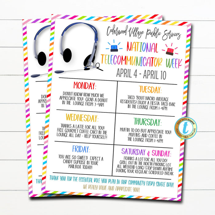 National Telecommunicators Appreciation Week Flyer Itinerary — TidyLady ...