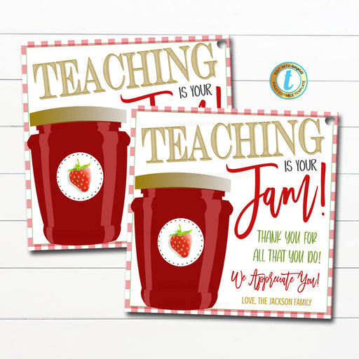 Teaching is Your Jam, Strawberry Appreciation Gift Tag, You are the Berry Best, School Pto Pta Thank You Tag End of Summer Editable Template