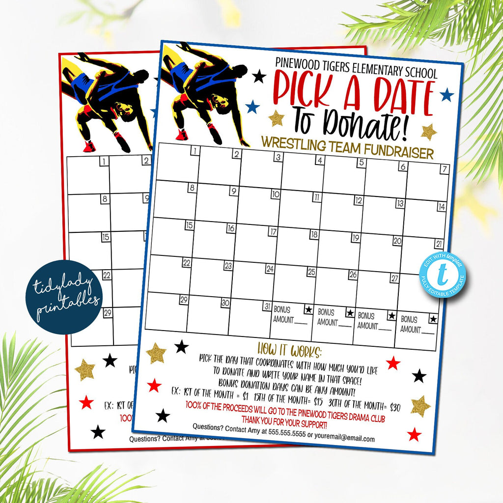 Wrestling Pick a Date to Donate Printable | Wrestling Fundraiser — TidyLady Printables wrestling-pick-a-date-to-donate-printable-wrestling-fundraiser-tidylady-printables