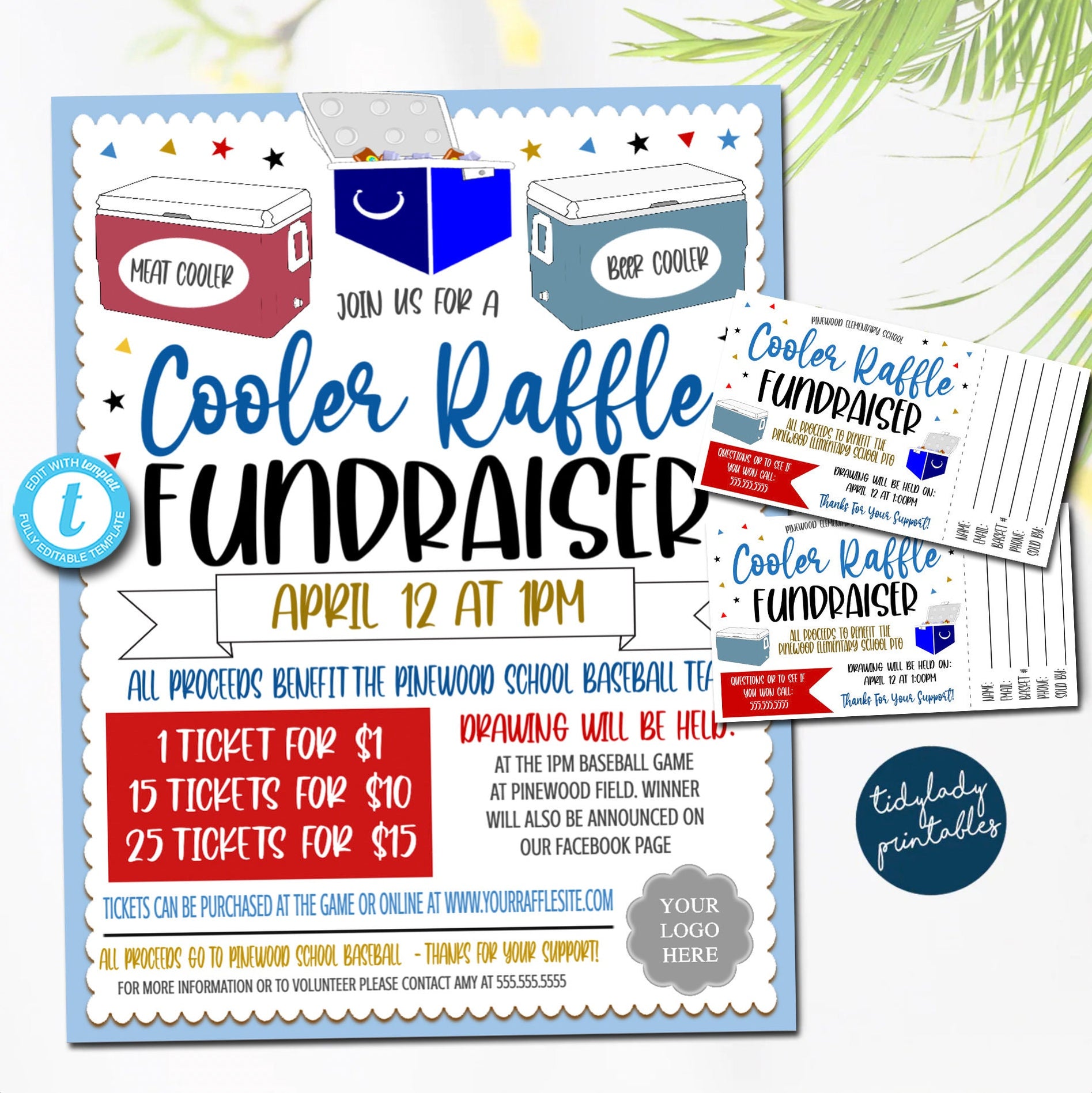 Cooler Raffle Ticket Fundraiser Flyer, Food Drink Fundraiser — TidyLady ...