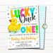 Lucky Duck First Birthday Party Invitation, Printable Kids Birthday Party, Rubber Ducky First Birthday Theme Invitation, EDITABLE TEMPLATE