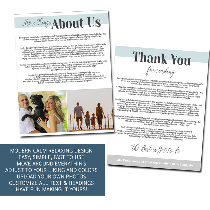 Adoption Profile Book Editable Templates, All About Us Family Profile, Letter to Birth Mother, Adoption Journey, DIY Modern and Customizable