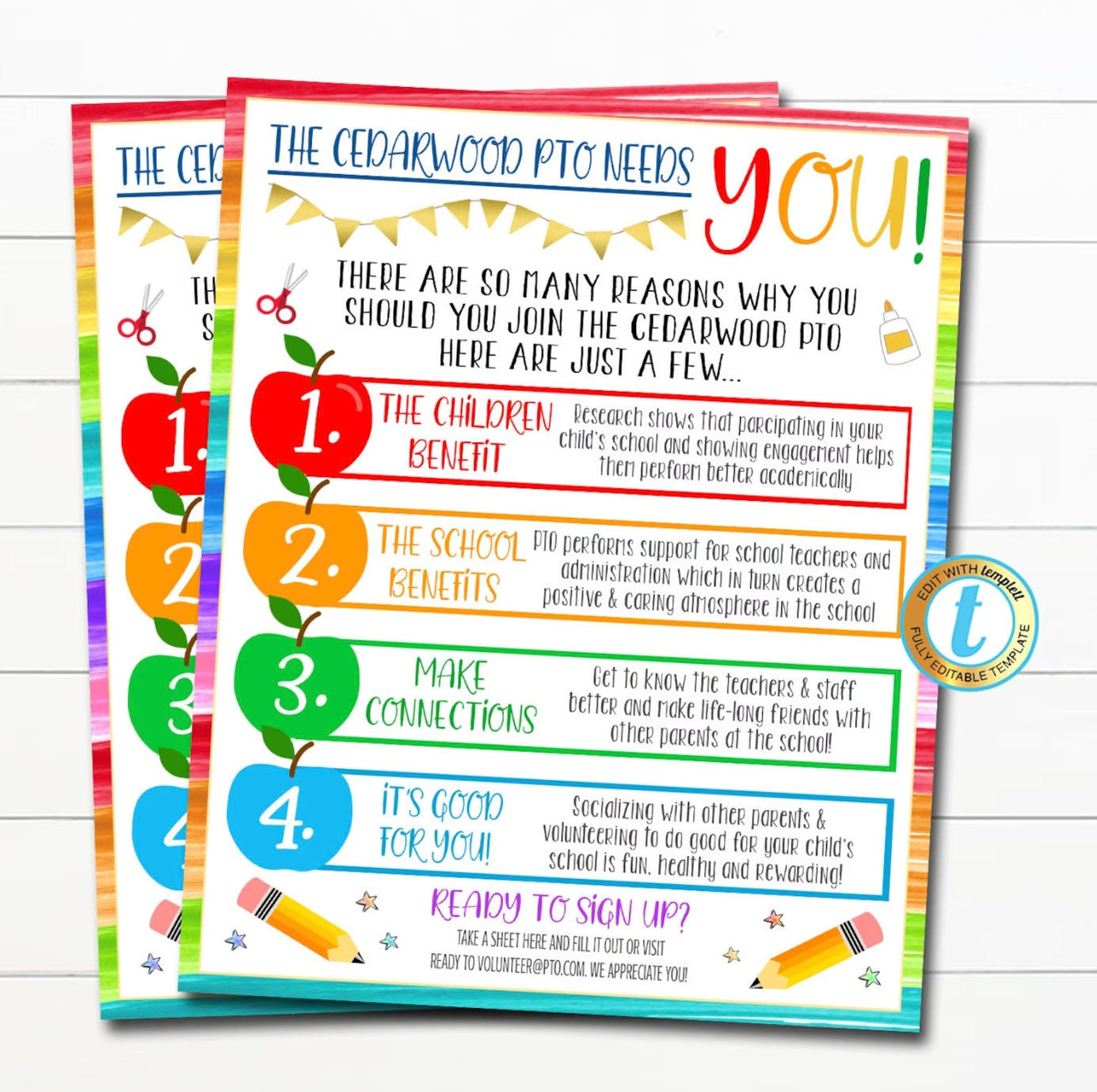 Editable PTO PTA Flyer Bundle | School Information Forms & Flyers ...