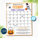 EDITABLE October Events Calendar, Halloween PTO PTA Printable Handout, School Year Fundraiser Event Volunteer, Seasonal Organizer Template