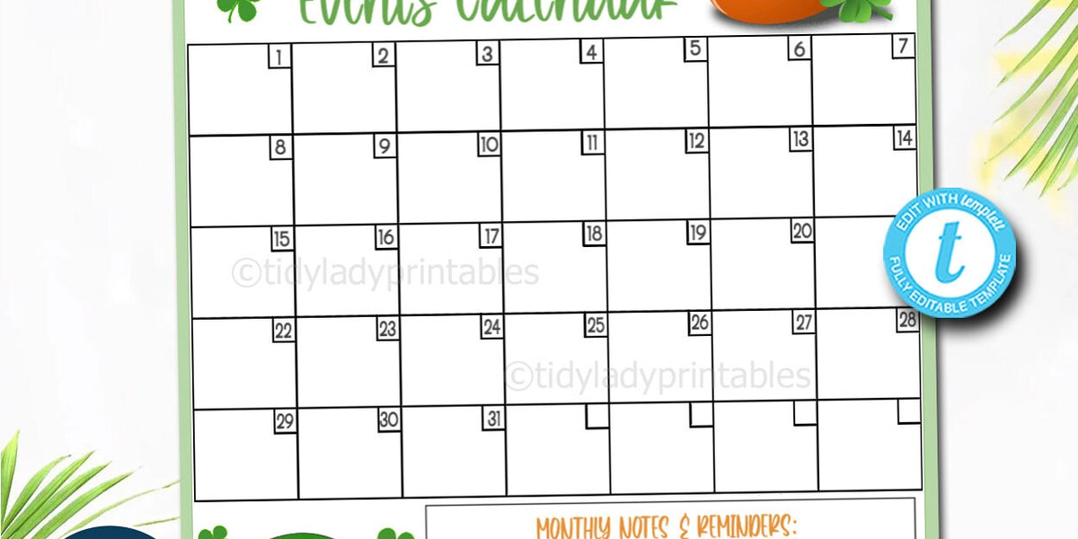 Spring March Events Calendar, PTO PTA School Fundraiser Event ...