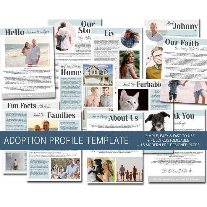 Adoption Profile Book Editable Templates, All About Us Family Profile, Letter to Birth Mother, Adoption Journey, DIY Modern and Customizable