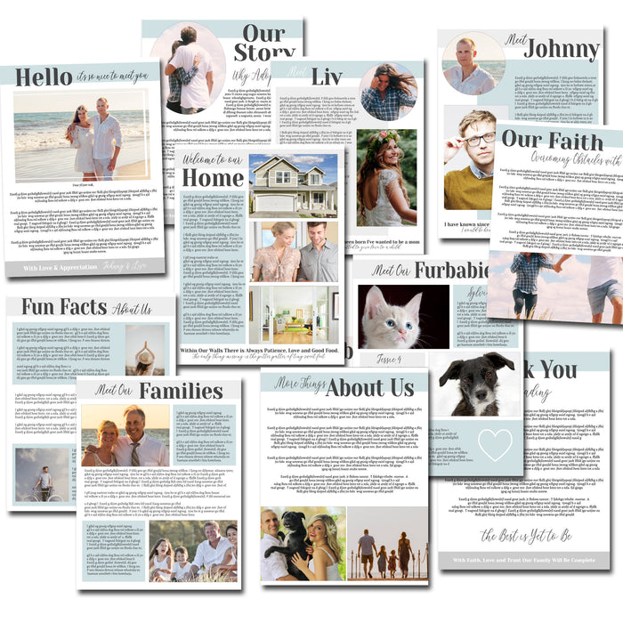 Adoption Profile Book Editable Templates, All About Us Family Profile, Letter to Birth Mother, Adoption Journey, DIY Modern and Customizable