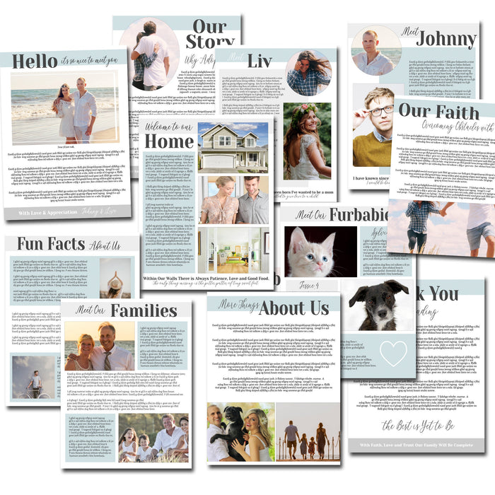 Adoption Profile Book Editable Templates, All About Us Family Profile, Letter to Birth Mother, Adoption Journey, DIY Modern and Customizable