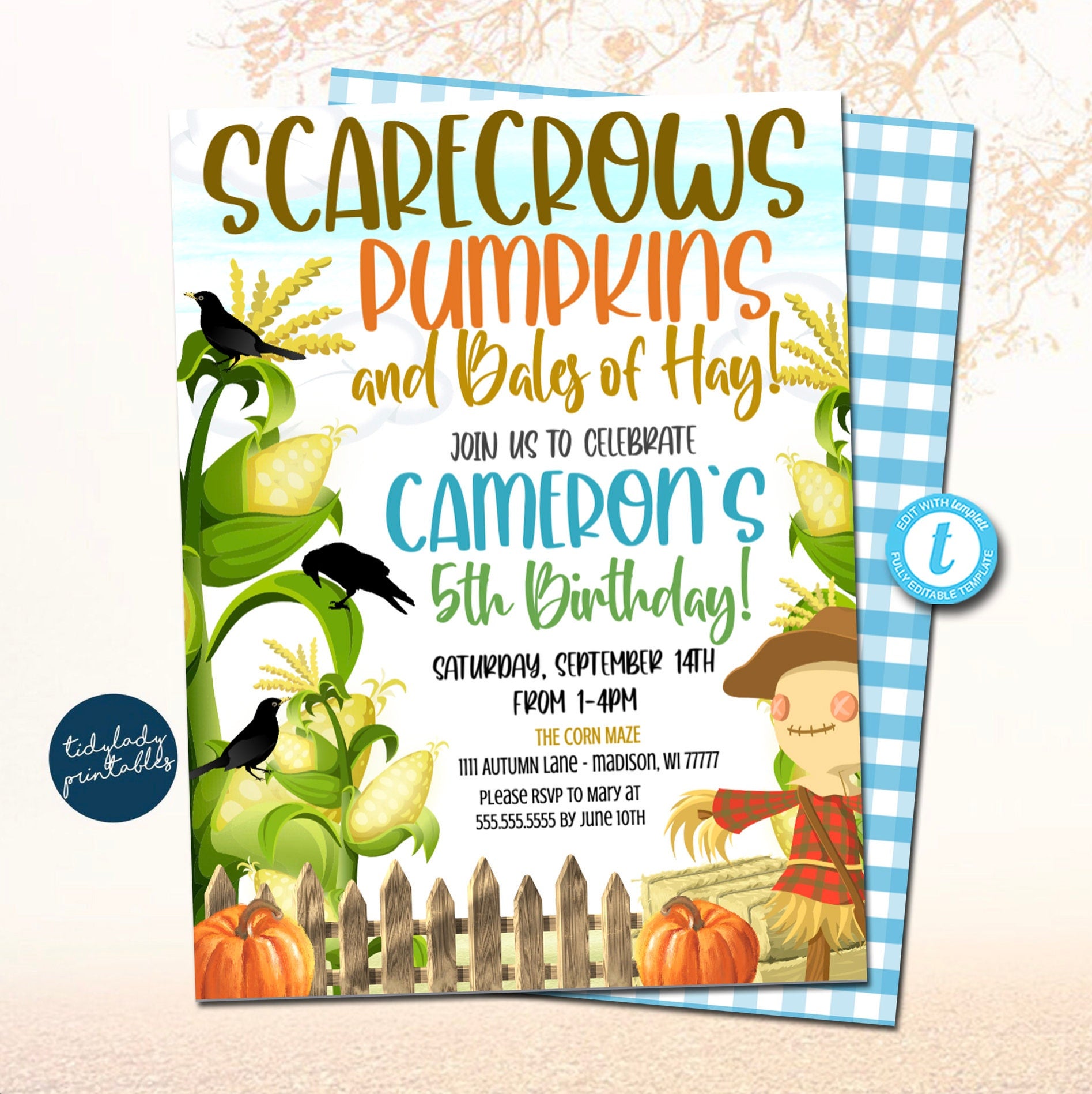 Fall Birthday Invitation | Pumpkin Farm Patch — TidyLady Printables