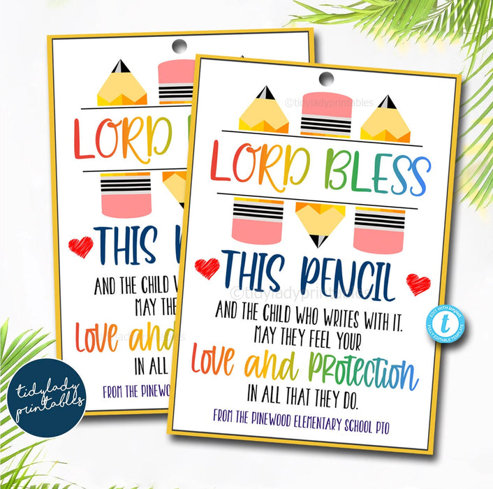 Pencil Blessings Gift Tag, Sunday School Church Printable Tag