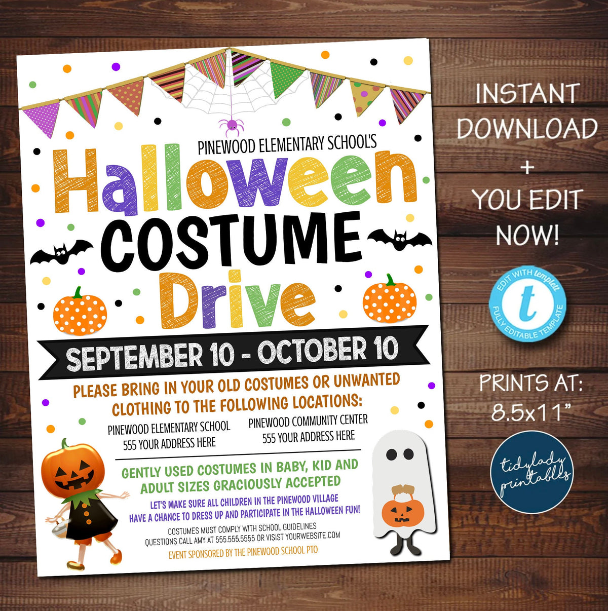 Halloween Costume Drive Flyer, Community Clothing Donation — TidyLady ...