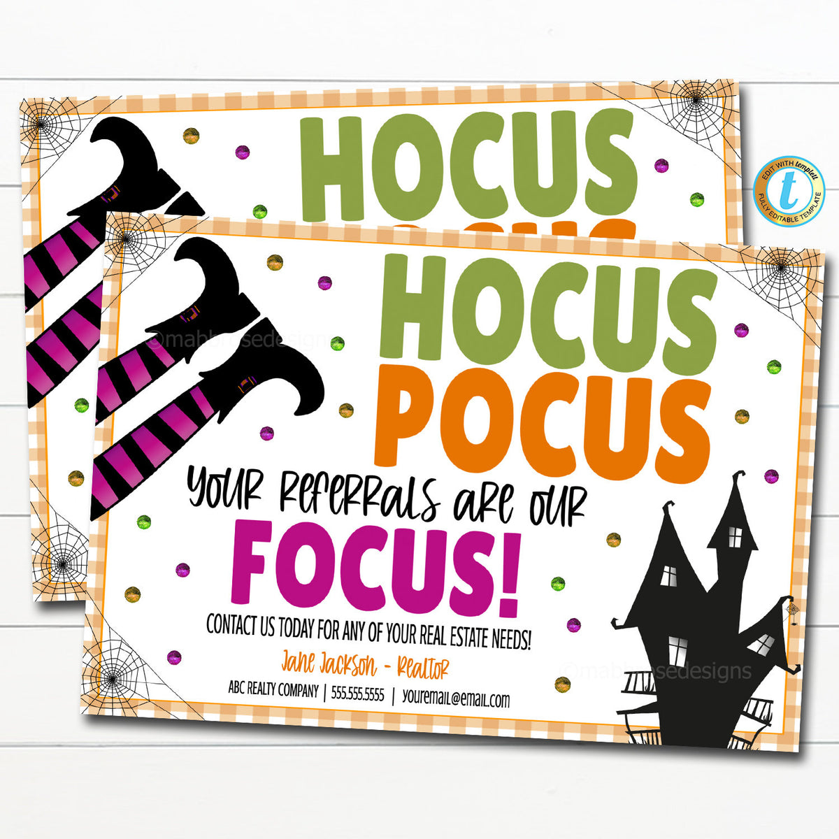 Halloween Realtor Postcard Mailer, Fall Marketing Referrals — TidyLady