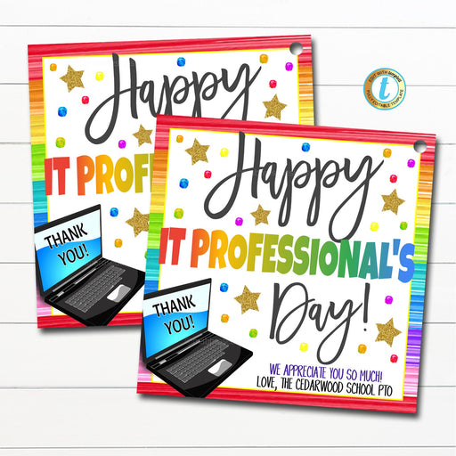 IT Professional's Day Appreciation Gift Tag, Computer Technology Worker Thank You Gift Tags, School Employee Staff Thank you gift, EDITABLE