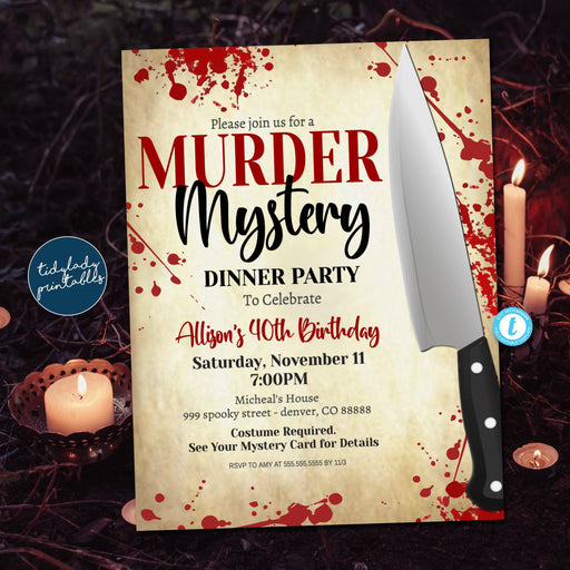 Murder Mystery Party Invitation, Escape Room Murder Mystery invite, spy escape game invitation, halloween dinner party, Printable, EDITABLE