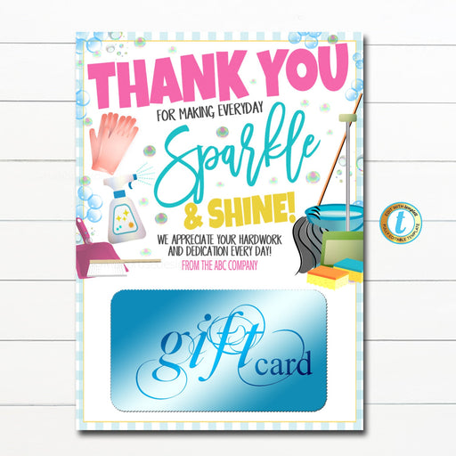 Housekeeping Appreciation Week Gift Card Holder Housekeeper Thank You Gift, School Employee Staff Janitor Thank you Idea, Editable Template