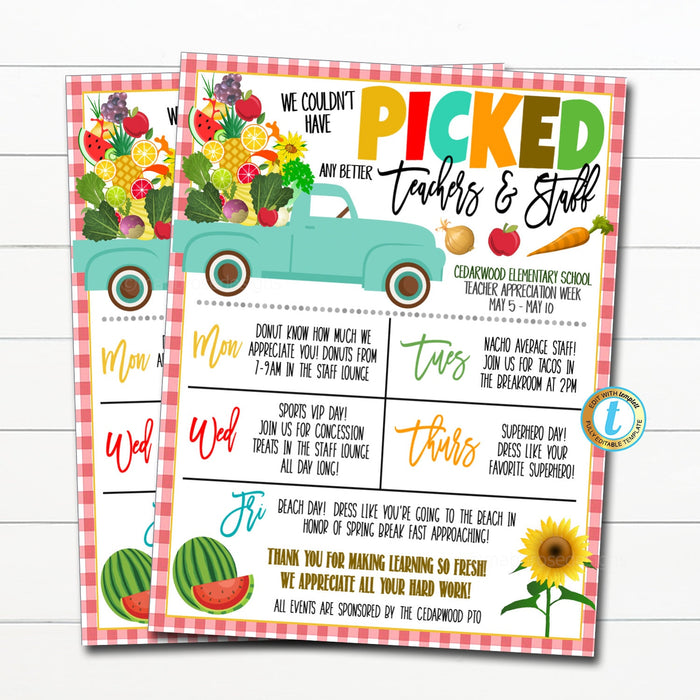Farmers Market Teacher Appreciation Week Itinerary Schedule — TidyLady Printables farmers-market-teacher-appreciation-week-itinerary-schedule-tidylady-printables