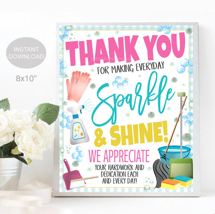 Housekeeping Appreciation Week Sign Housekeeper Thank You Gift School Employee Staff Janitor Thank you gift, INSTANT DOWNLOAD Thank You Sign