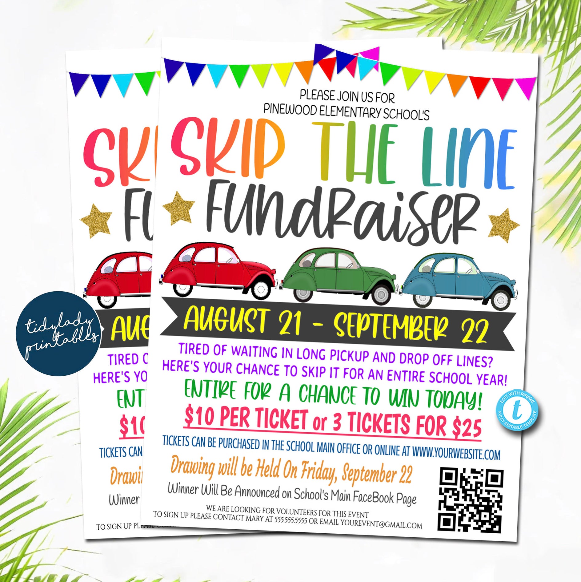 Skip The Line Fundraiser Flyer School PTO Raffle Fundraiser TidyLady Skip the line fundraiser flyer school pto raffle fundraiser tidylady