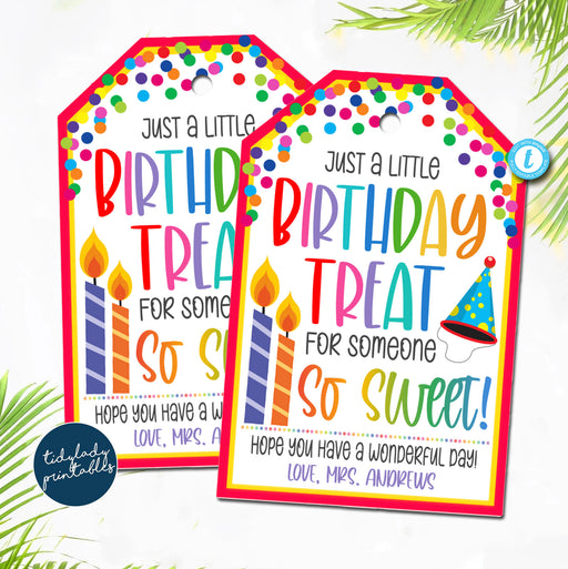 Birthday Gift Tag, Happy Birthday Tag, Birthday Treat for Someone So Sweet, Primary School Kids Birthday Card, Birthday Candy Tag, EDITABLE