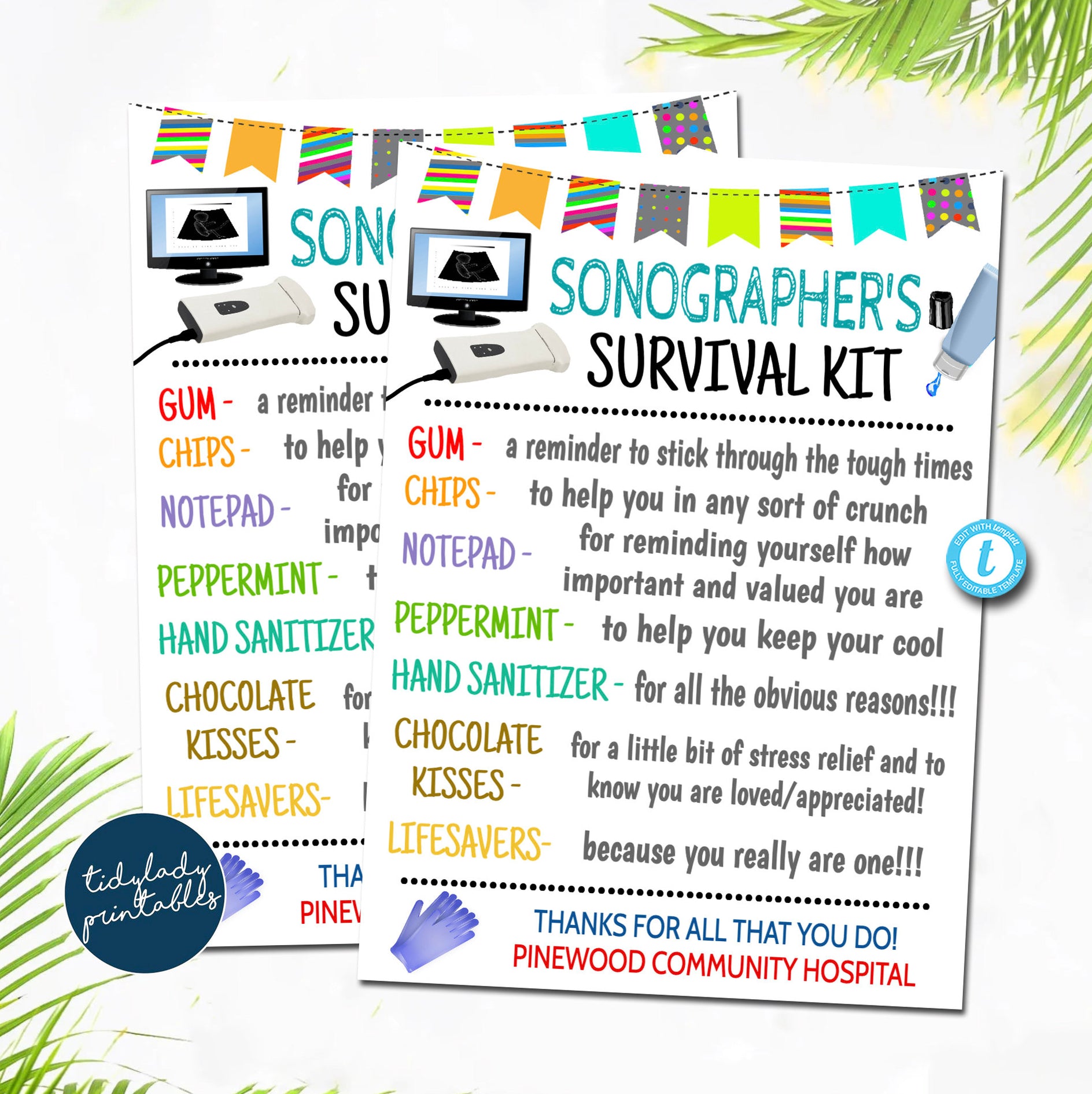 Sonographers Survival Kit Gift Tags, Sonographer Appreciation Week