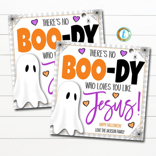 Halloween Religious Gift Tag, No BOO-dy Loves You Like Jesus, Church Catholic School Pto Pta Teacher, Faith Christian, DIY Editable Template