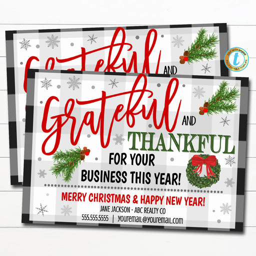 Christmas Small Business Appreciation Postcard, Client Customer Gift, Thankful for your Business, Holiday Small Shops Mailer, DIY Editable
