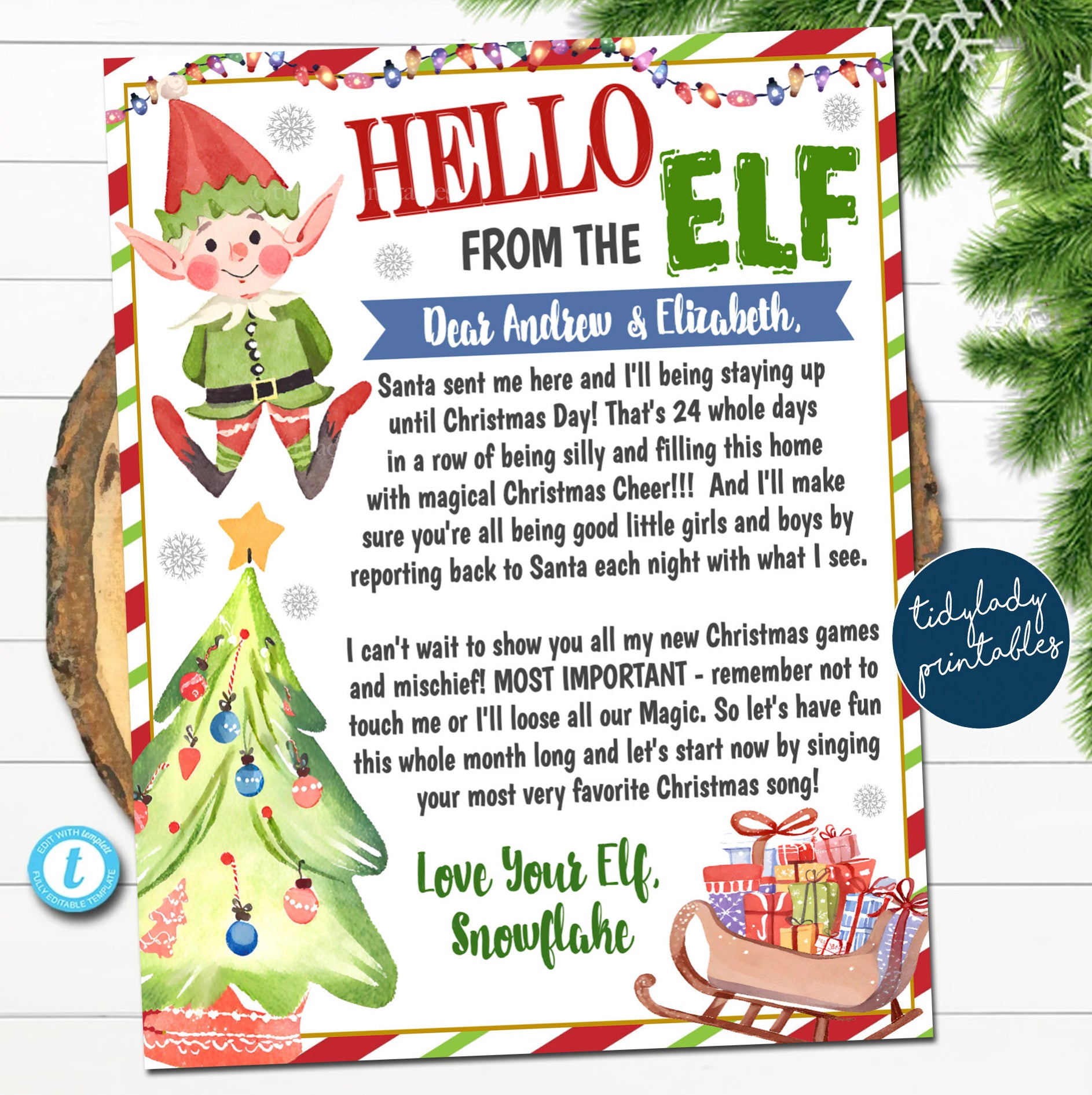 Elf Arrival Letter, Hello from the Elf Letter for Kids — TidyLady ...