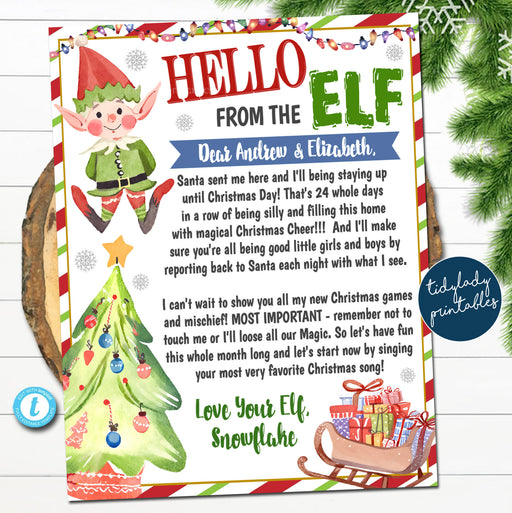 Elf Arrival Letter, Hello from the Elf Letter for Kids, Christmas I'm Back! Hello from the Elf, Christmas Letter Printable EDITABLE TEMPLATE