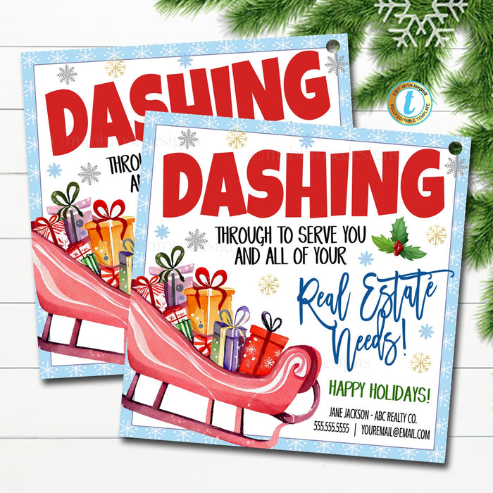 Christmas Referral Gift Tag, Holiday Marketing Pop By Tags