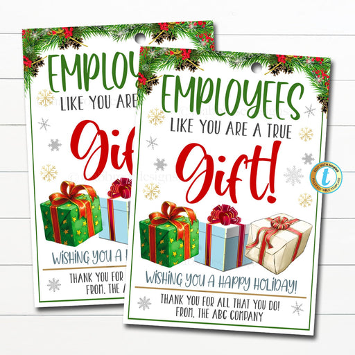 Christmas Gift Tag, Employees like you are a true Gift, Holiday Staff Employee Xmas Holiday Appreciation Gift Tag Idea, Editable Template