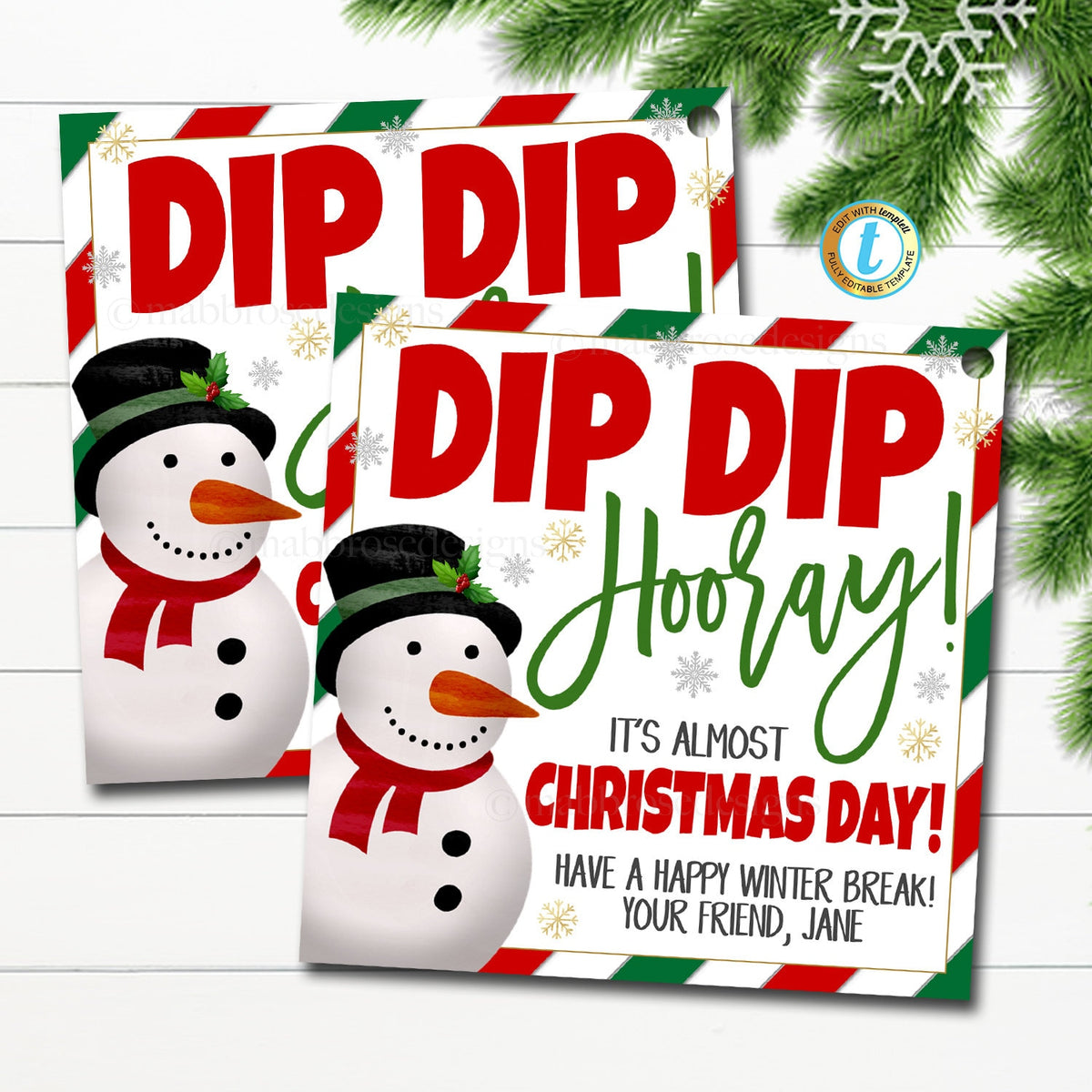 Christmas Dip Dip Hooray Teacher Appreciation Thank You Tag — TidyLady ...