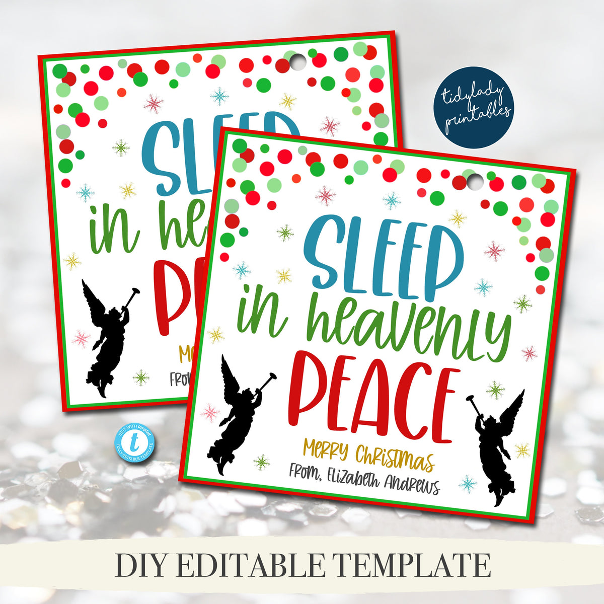 Christmas Gift Tags, Sleep In Heavenly Peace, Holiday Tag — TidyLady ...