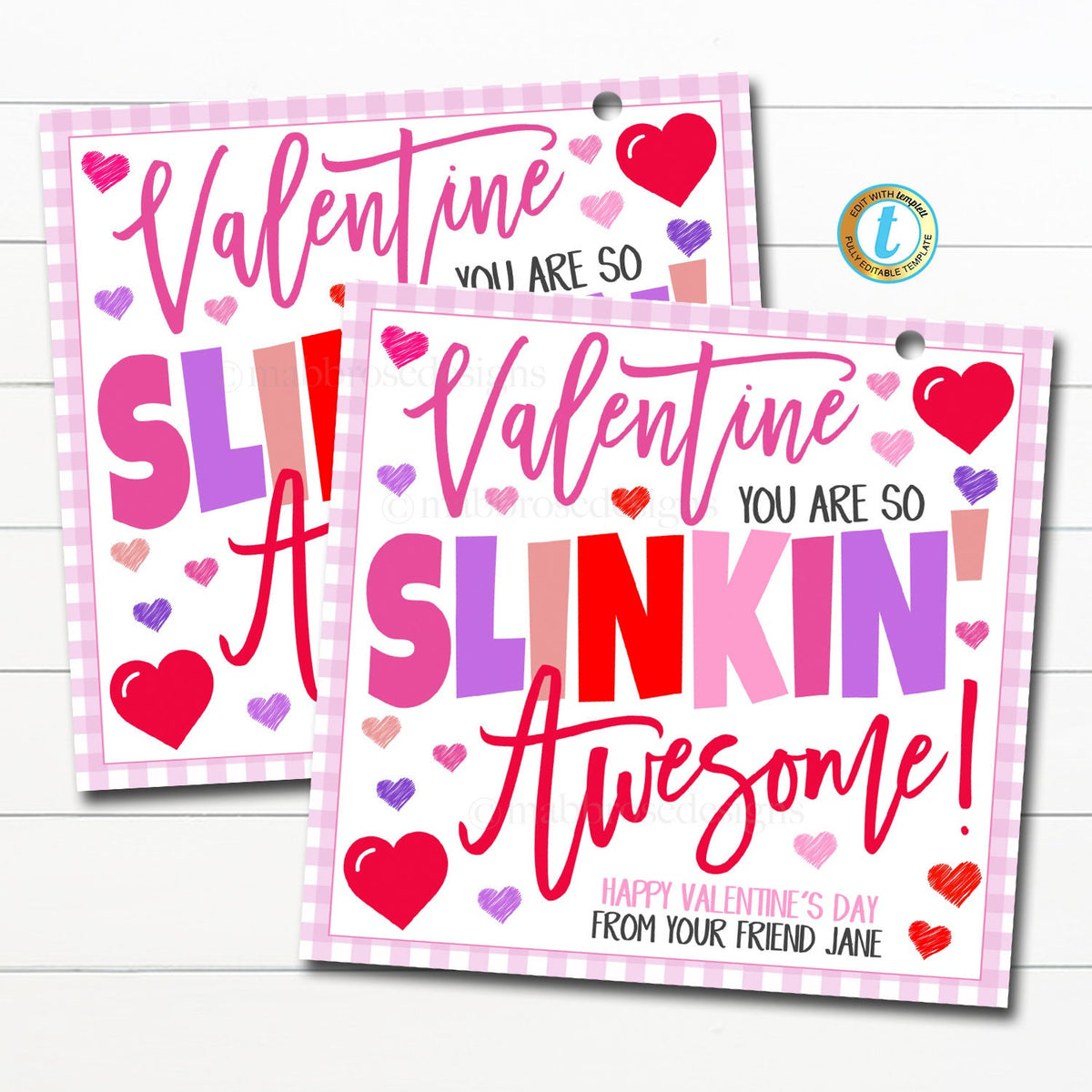 Valentine Slinky Gift Tags, Valentine's Day Kids School Toy — TidyLady ...