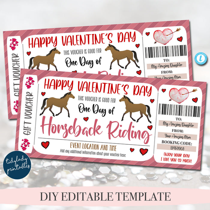 valentine-s-day-horseback-riding-ticket-voucher-valentine-gift-tidylady-printables for Free Printable Horse Riding Voucher Template Valentine's Day Horseback Riding Ticket Voucher, Valentine Gift — TidyLady Printables for Free Printable Horse Riding Voucher Template