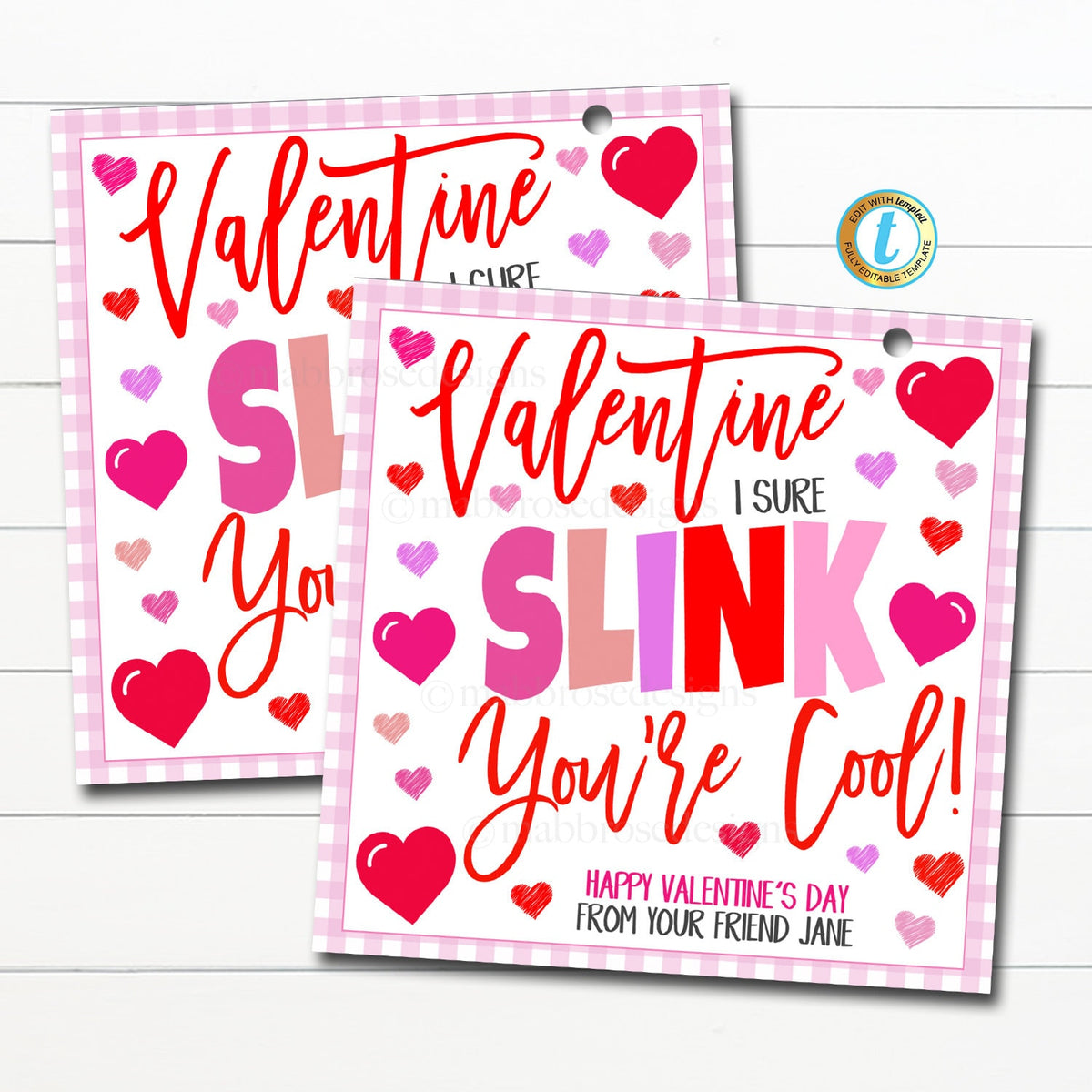 Valentine Slinky Gift Tags, Valentine's Day Friendship Toy — TidyLady ...