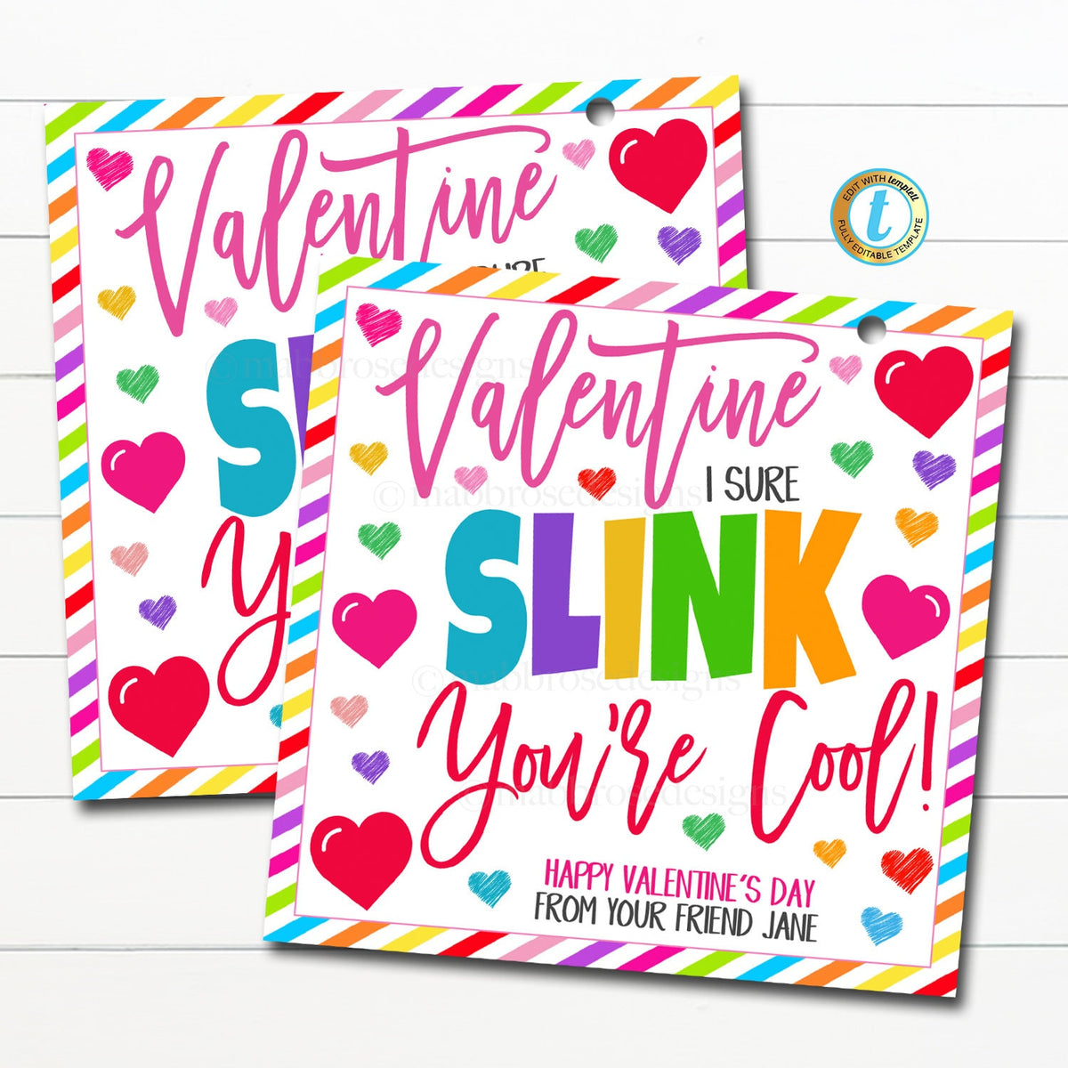 Valentine Slinky Gift Tags, Valentine's Day Kids School Toy — TidyLady ...