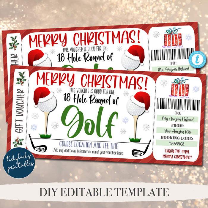 christmas-golfing-ticket-voucher-holiday-round-of-golf-game-tidylady-printables for Free Printable Golf Gift Certificates Christmas Golfing Ticket Voucher, Holiday Round of Golf Game — TidyLady Printables for Free Printable Golf Gift Certificates