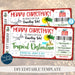 Christmas Ticket To Tropical Getaway Voucher, Holiday Beach Travel Destination Ticket Printable Template, Christmas Gift Idea, EDITABLE