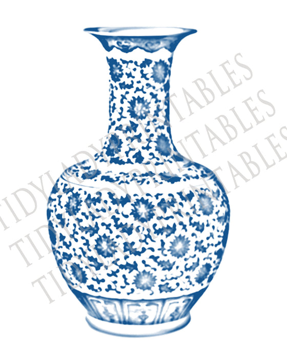 Blue and White Ginger Jar Digital Art Print, INSTANT DOWNLOAD, Blue and White Chinoiserie Vases Set of 4
