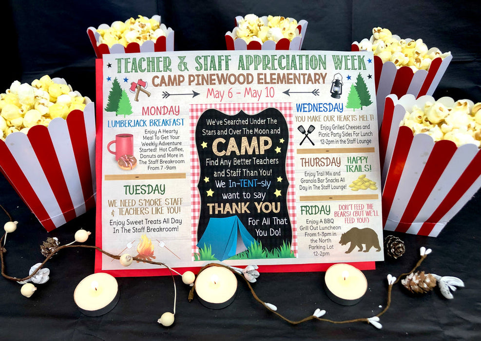 Camp Theme Teacher Appreciation Week Printable Party Set — TidyLady  Printables