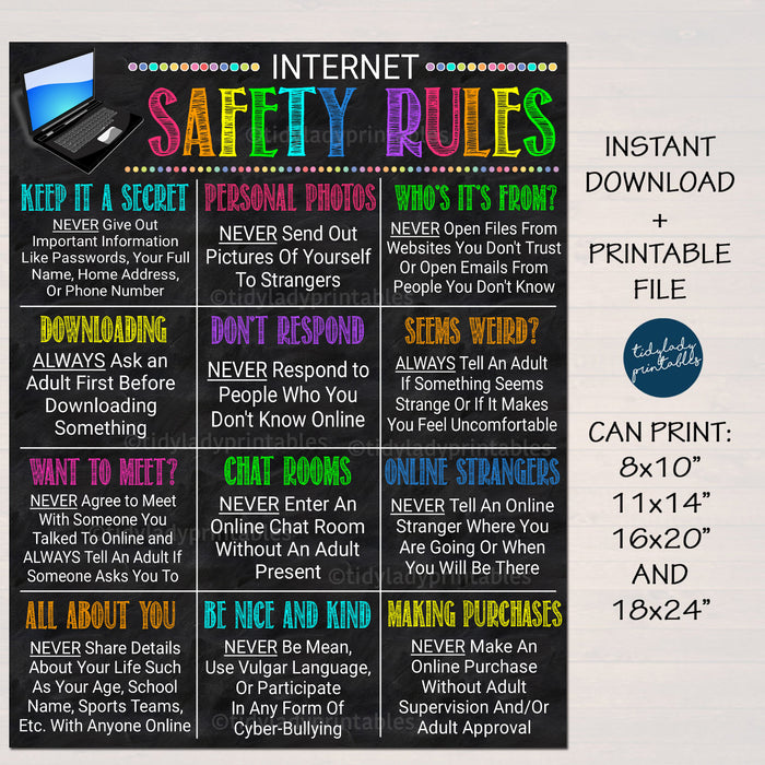 Computer Lab School Classroom Poster - Online Safety Rules