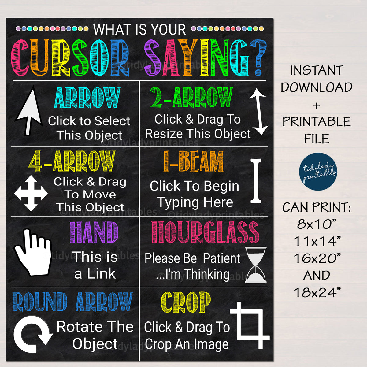 Computer Lab Classroom Decor - Cursor Icons Printable Poster โ TidyLady ...
