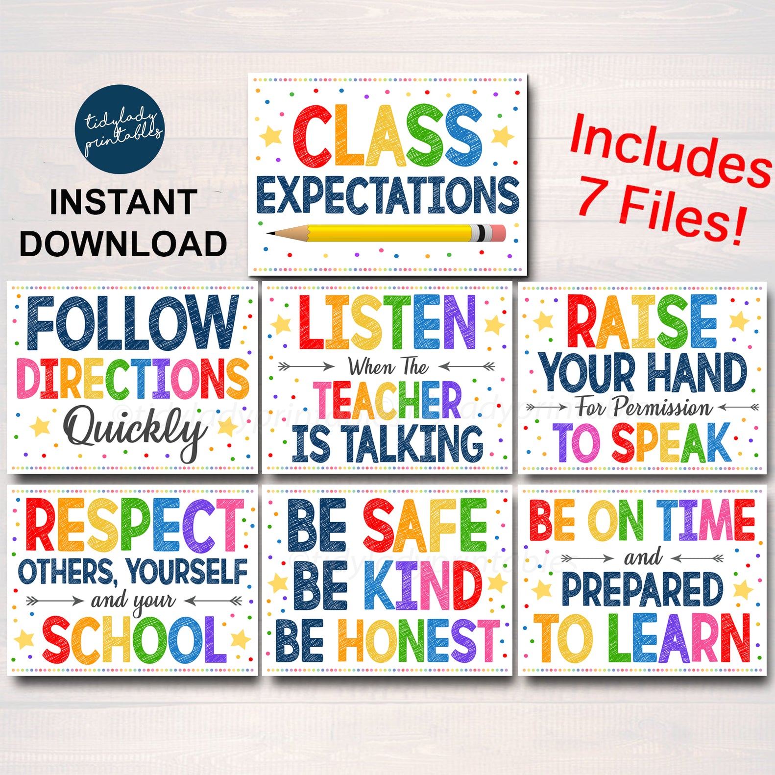 School Classroom Rules Poster Set 