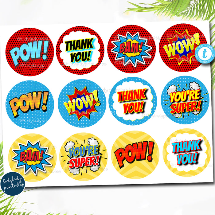 Superhero Theme Appreciation Printable Cupcake Toppers